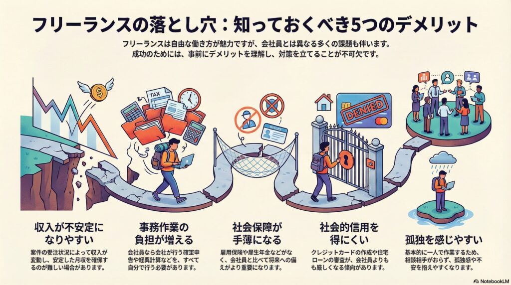 フリーランスとして働くデメリット