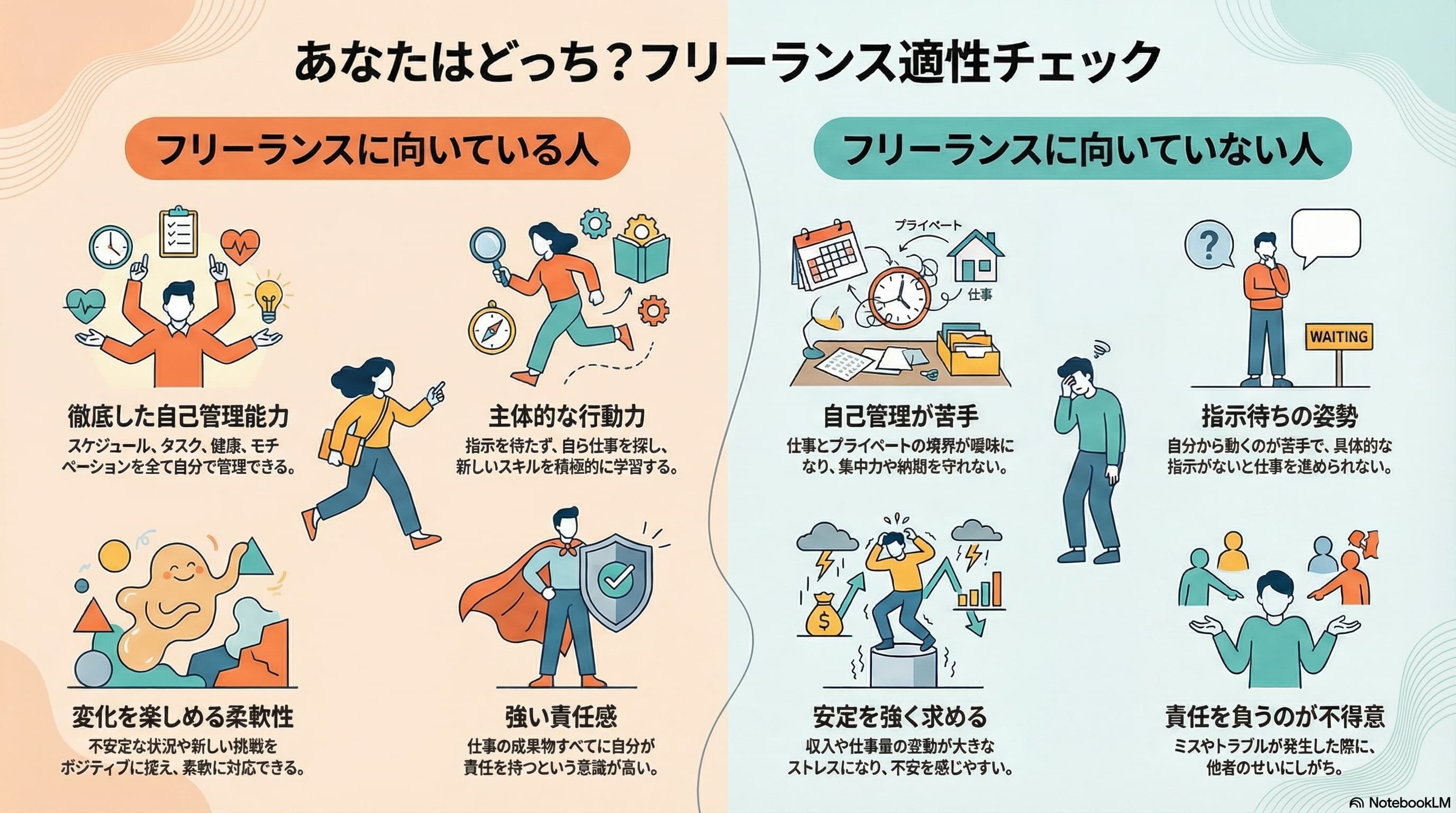 フリーランスに向いている人・向いていない人の特徴｜「向いていない」を克服する方法